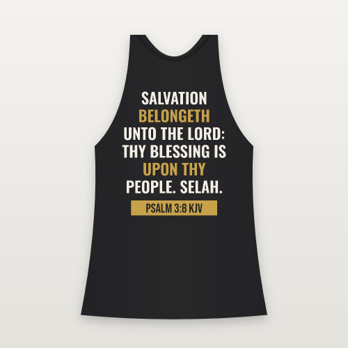 Psalm 3:8 KJV Christian Women's Racerback Tank (Bold Type) - Black