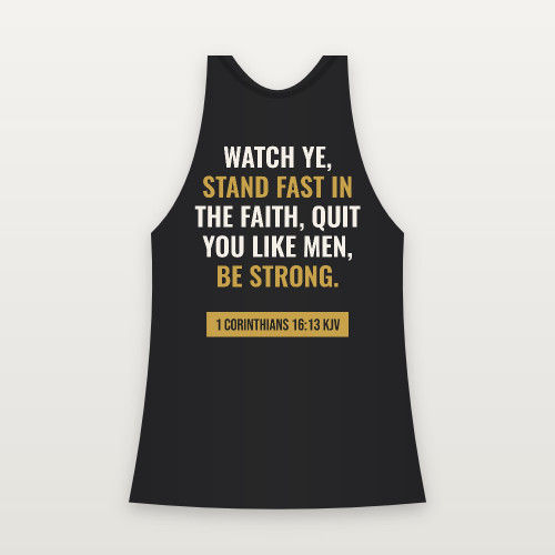 1 Corinthians 16:13 KJV Christian Women's Racerback Tank (Bold Type) - Black