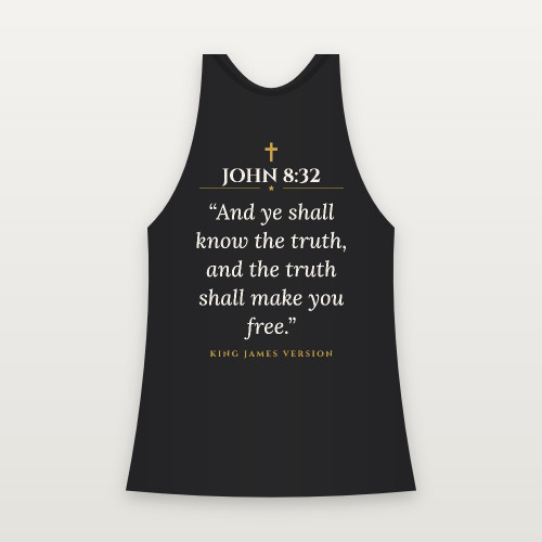 John 8:32 KJV Christian Women's Racerback Tank (Classic) - Black