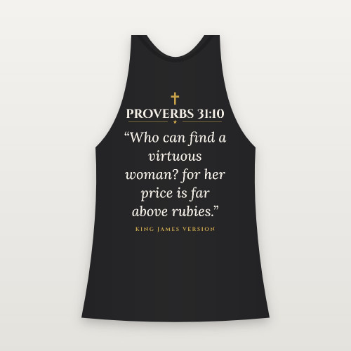 Proverbs 31:10 KJV Christian Women's Racerback Tank (Classic) - Black