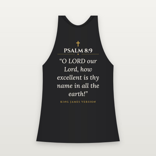 Psalm 8:9 KJV Christian Women's Racerback Tank (Classic) - Black
