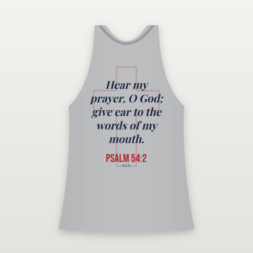 Psalm 54:2 KJV Christian Women's Racerback Tank (Cross) - Heather Gray