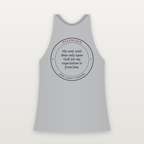 Psalm 62:5 KJV Christian Women's Racerback Tank (Round Badge) - Heather Gray