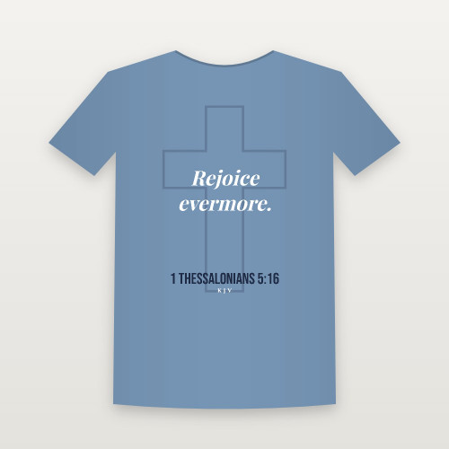 1 Thessalonians 5:16 KJV Christian Youth Tee (Cross) - Heather Blue