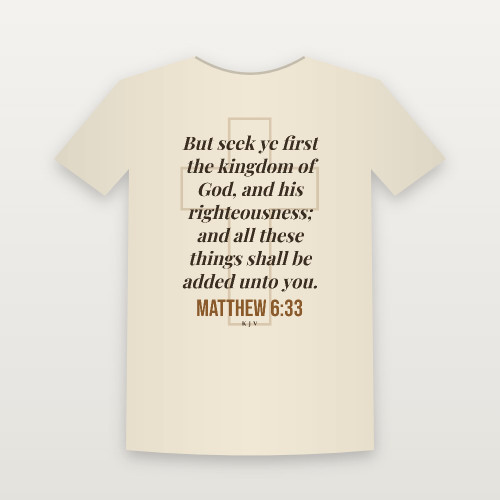 Matthew 6:33 KJV Christian Youth Tee (Cross) - Natural