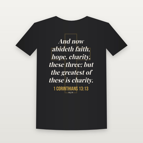 1 Corinthians 13:13 KJV Christian T-Shirt (Cross) - Black