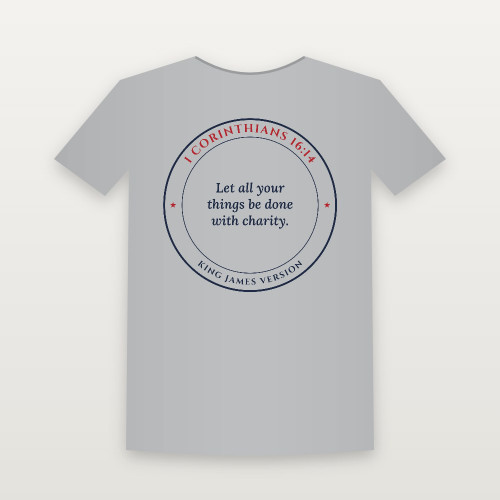1 Corinthians 16:14 KJV Christian T-Shirt (Round Badge) - Heather Gray
