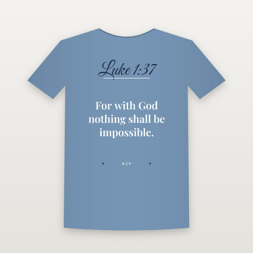 Luke 1:37 KJV Christian Youth Tee (Script) - Heather Blue