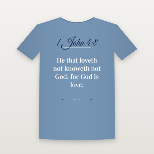 1 John 4:8 KJV Christian Youth Tee (Script) - Heather Blue