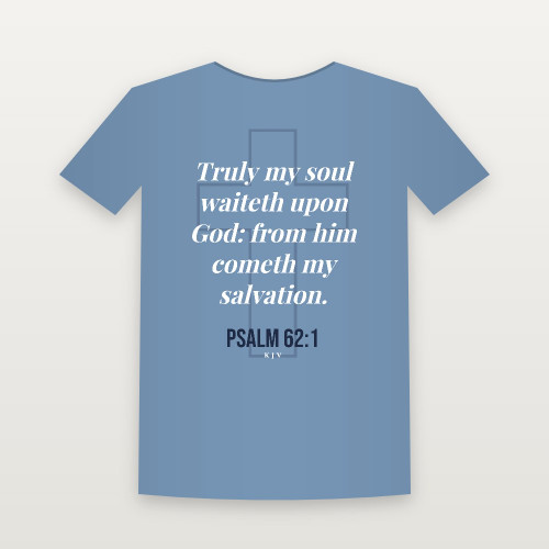 Psalm 62:1 KJV Christian Youth Tee (Cross) - Heather Blue