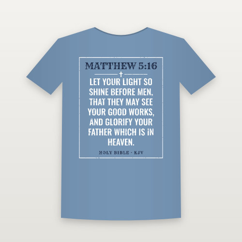 Matthew 5:16 KJV Christian Youth Tee (Vintage) - Heather Blue