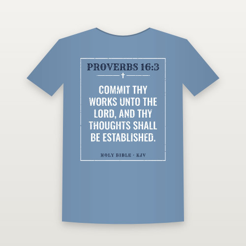 Proverbs 16:3 KJV Christian Youth Tee (Vintage) - Heather Blue