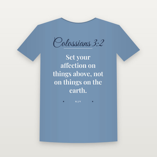 Colossians 3:2 KJV Christian Youth Tee (Script) - Heather Blue