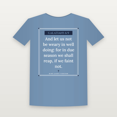 Galatians 6:9 KJV Christian Youth Tee (Framed) - Heather Blue