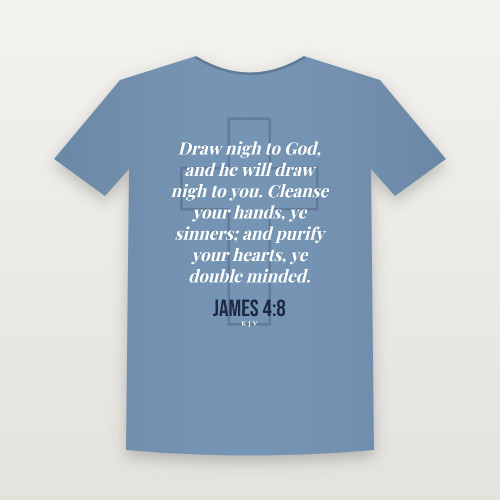 James 4:8 KJV Christian Youth Tee (Cross) - Heather Blue