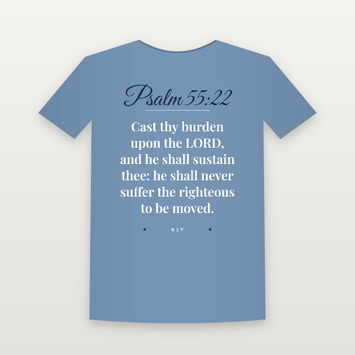 Psalm 55:22 KJV Christian Youth Tee (Script) - Heather Blue