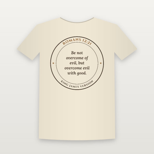 Romans 12:21 KJV Christian Youth Tee (Round Badge) - Natural