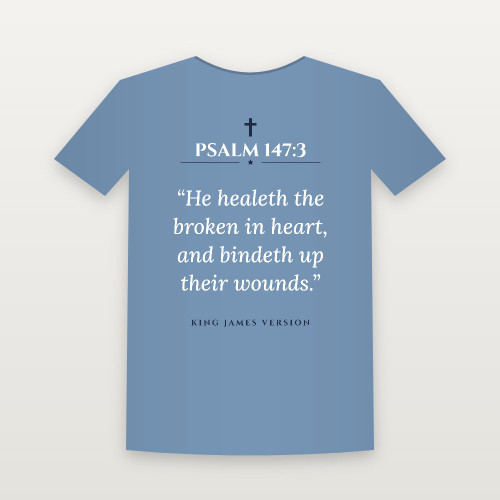 Psalm 147:3 KJV Christian Youth Tee (Classic) - Heather Blue