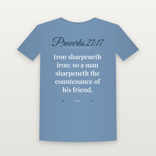 Proverbs 27:17 KJV Christian Youth Tee (Script) - Heather Blue