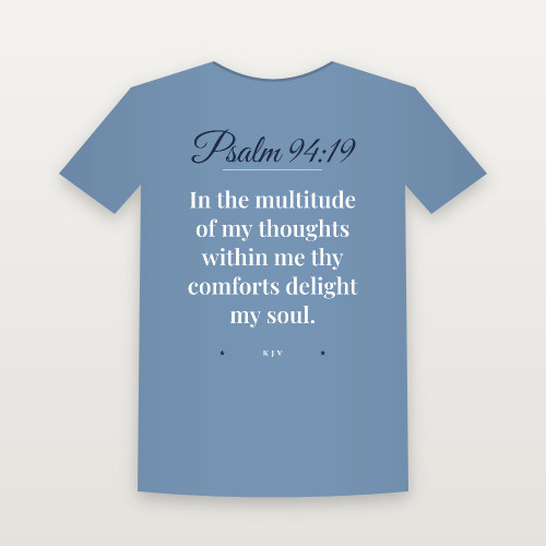Psalm 94:19 KJV Christian Youth Tee (Script) - Heather Blue