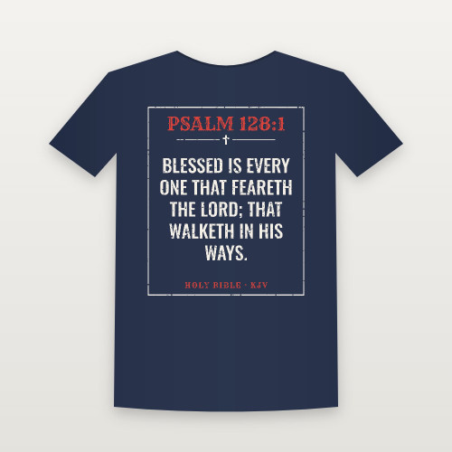 Psalm 128:1 KJV Christian Youth Tee (Vintage) - Navy