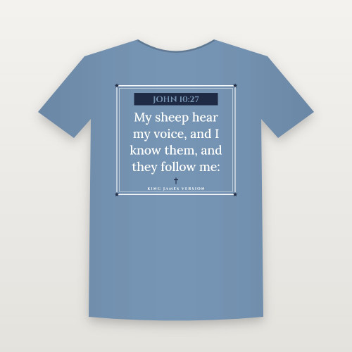 John 10:27 KJV Christian Youth Tee (Framed) - Heather Blue