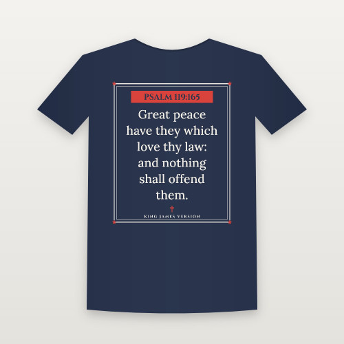 Psalm 119:165 KJV Christian Youth Tee (Framed) - Navy