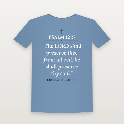 Psalm 121:7 KJV Christian Youth Tee (Classic) - Heather Blue