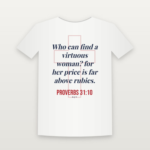 Proverbs 31:10 KJV Christian Youth Tee (Cross) - White