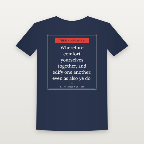 1 Thessalonians 5:11 KJV Christian Youth Tee (Framed) - Navy
