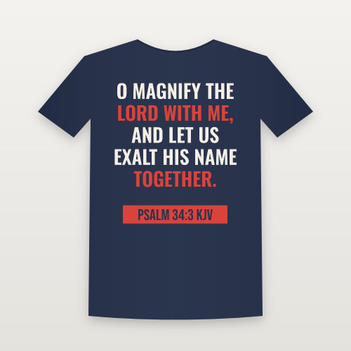 Psalm 34:3 KJV Christian Youth Tee (Bold Type) - Navy