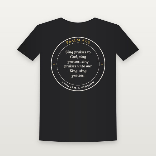 Psalm 47:6 KJV Christian Youth Tee (Round Badge) - Black