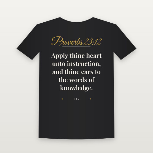 Proverbs 23:12 KJV Christian Youth Tee (Script) - Black
