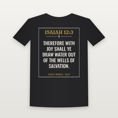 Isaiah 12:3 KJV Christian Youth Tee (Vintage) - Black