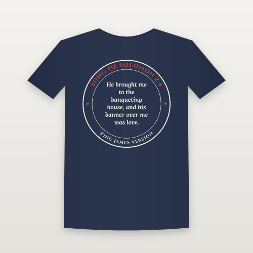 Song of Solomon 2:4 KJV Christian Youth Tee (Round Badge) - Navy