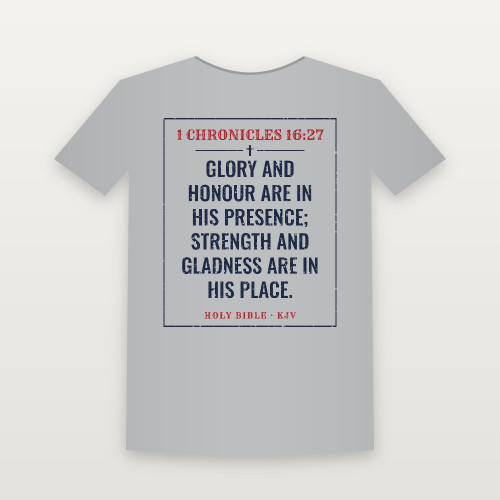 1 Chronicles 16:27 KJV Christian Youth Tee (Vintage) - Heather Gray