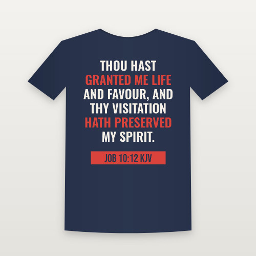 Job 10:12 KJV Christian Youth Tee (Bold Type) - Navy