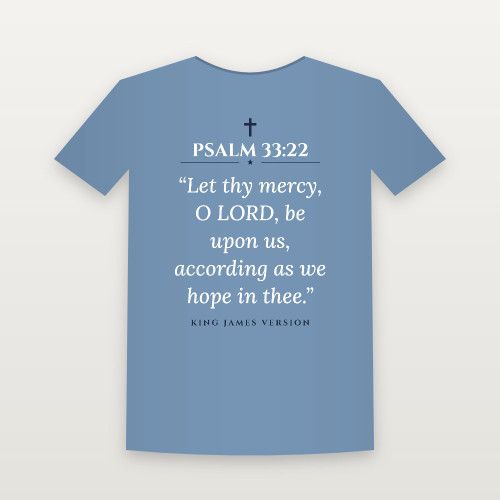 Psalm 33:22 KJV Christian Youth Tee (Classic) - Heather Blue