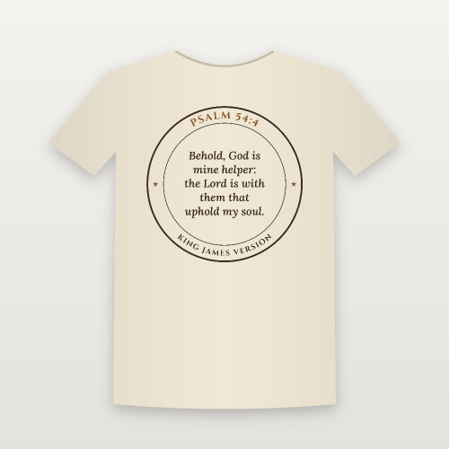 Psalm 54:4 KJV Christian Youth Tee (Round Badge) - Natural