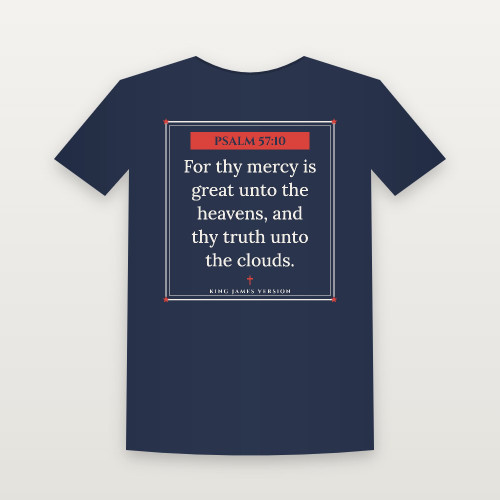 Psalm 57:10 KJV Christian Youth Tee (Framed) - Navy
