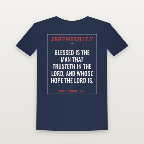 Jeremiah 17:7 KJV Christian Youth Tee (Vintage) - Navy
