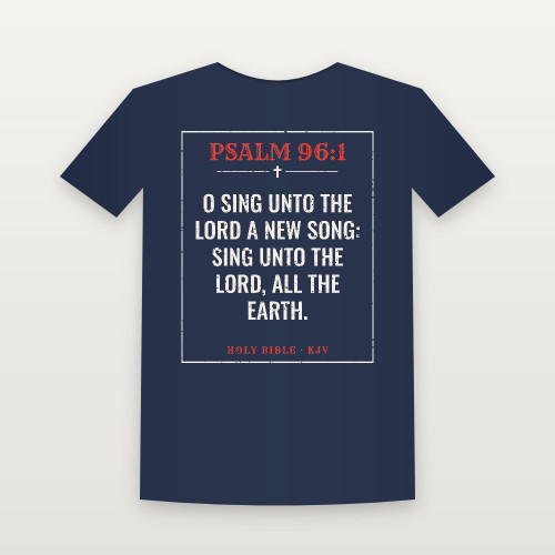 Psalm 96:1 KJV Christian Youth Tee (Vintage) - Navy