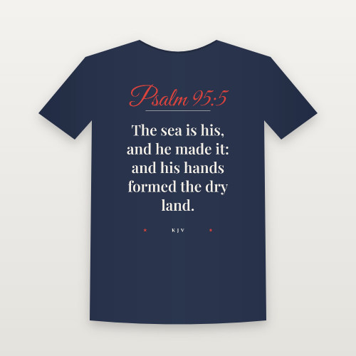 Psalm 95:5 KJV Christian Youth Tee (Script) - Navy