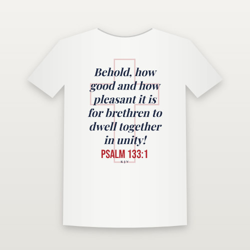 Psalm 133:1 KJV Christian Youth Tee (Cross) - White