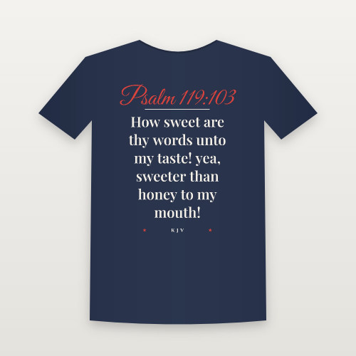 Psalm 119:103 KJV Christian Youth Tee (Script) - Navy