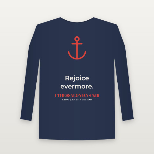 1 Thessalonians 5:16 KJV Christian Youth Long Sleeve Tee (Anchor) - Navy