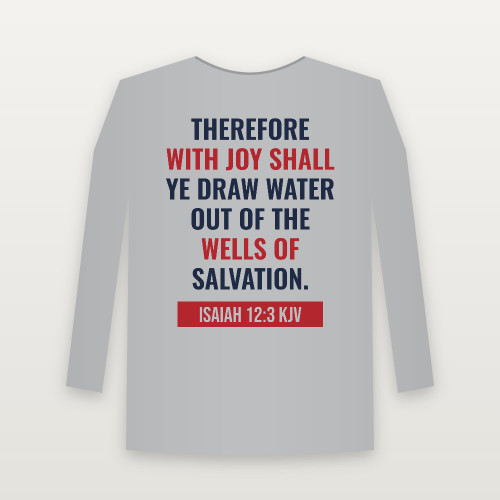Isaiah 12:3 KJV Christian Youth Long Sleeve Tee (Bold Type) - Heather Gray