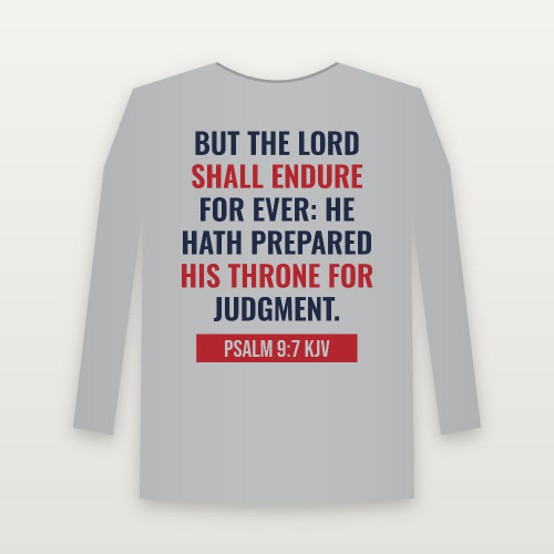 Psalm 9:7 KJV Christian Youth Long Sleeve Tee (Bold Type) - Heather Gray