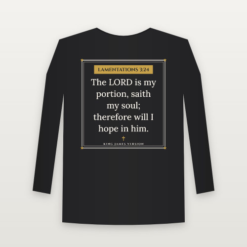 Lamentations 3:24 KJV Christian Youth Long Sleeve Tee (Framed) - Black