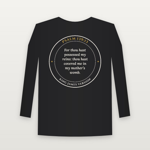 Psalm 139:13 KJV Christian Youth Long Sleeve Tee (Round Badge) - Black